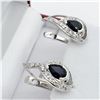 Image 3 : Sterling Silver Genuine Blue Sapphire & Cubic Zirconia Earrings