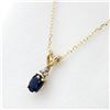 Image 2 : Yellow Gold Blue Sapphire $ Diamond Pendant