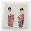 Image 1 : Yellow Gold Genuine Mother-of-Pearl & Mystic Quartz Earrings