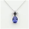 Image 1 : Sterling Silver Genuine Tanzanite White Sapphire & Diamond Pendant