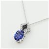 Image 3 : Sterling Silver Genuine Tanzanite White Sapphire & Diamond Pendant