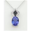 Image 5 : Sterling Silver Genuine Tanzanite White Sapphire & Diamond Pendant