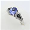Image 3 : Sterling Silver Genuine Tanzanite  White Sapphire & Diamond Ring