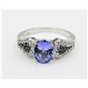 Image 4 : Sterling Silver Genuine Tanzanite  White Sapphire & Diamond Ring