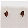 Image 1 : Yellow Gold Genuine Garnet Stud Earrings