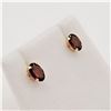 Image 2 : Yellow Gold Genuine Garnet Stud Earrings