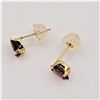 Image 3 : Yellow Gold Genuine Garnet Stud Earrings