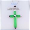 Image 2 : Sterling Silver Genuine Jadeite Cross Pendant