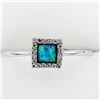 Image 1 : Sterling Silver Synthetic Opal & Cubic Zirconia Ring
