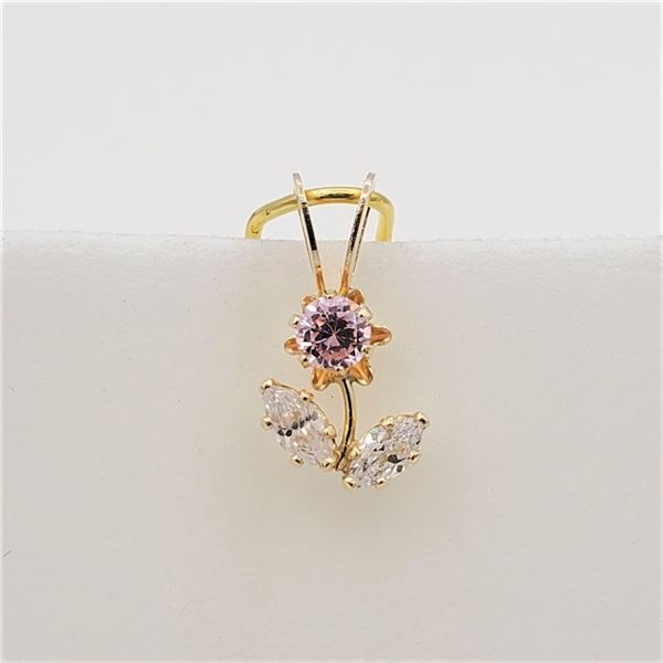 Yellow Gold Cubic Zirconia Floral Pendant