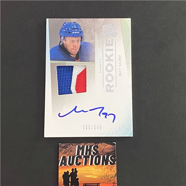 MATT GILROY 2009-10 THE CUP AUTOGRAPH/PATCH HOCKEY CARD #105/249 ONLY 249 MADE(ref2459)