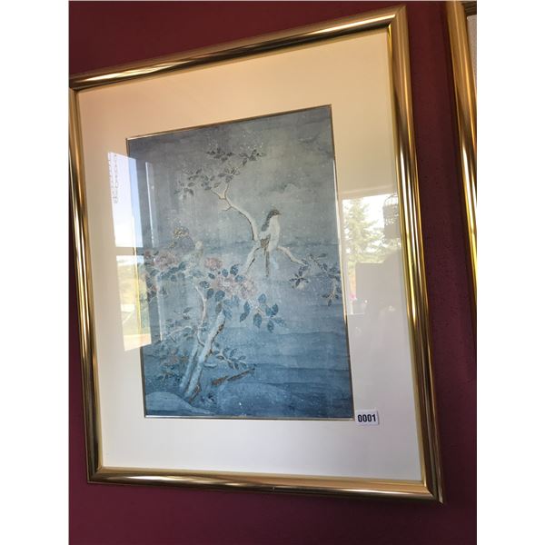 Bird Picture, Mirror & Brass Woman Riding Horse