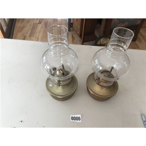2 Brass Hurricane Oil Lanterns
