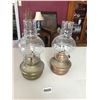 Image 2 : 2 Brass Hurricane Oil Lanterns