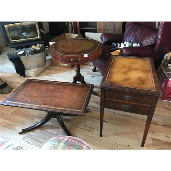 3 Wood & Leather Tables