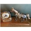 Image 4 : Various Carlton Ware Plate, 2 Asian Petit Point, Snider Horse Clock & Assorted Glassware