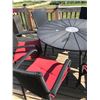 Image 2 : 6 Red Upholstered Patio Chairs and Table