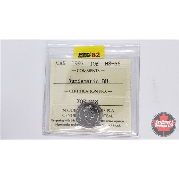 Canada Ten Cent 1997  Numismatic BU  (ICCS Cert: MS-66)