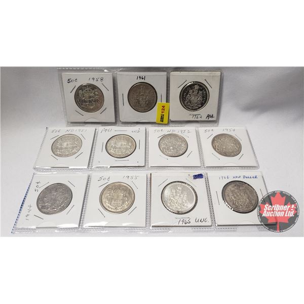 Canada Fifty Cent (11): 1958; 1961; 1962; 1951; 1951; 1952; 1954; 1944; 1955; 1965; 1966