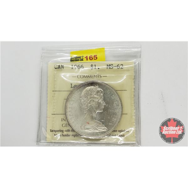 Canada Silver Dollar 1966 "Large Beads" (ICCS Cert: MS-62)