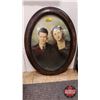 Image 1 : Antique Portrait of 2 People : Oval Convex Glass Picture Frame (23"H x 17"W)