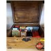 Image 1 : Wooden Chardonnay Box w/Cigarette Tins & Makers, etc! (Box = 7"H x 14"W x 10"D) See Pics!