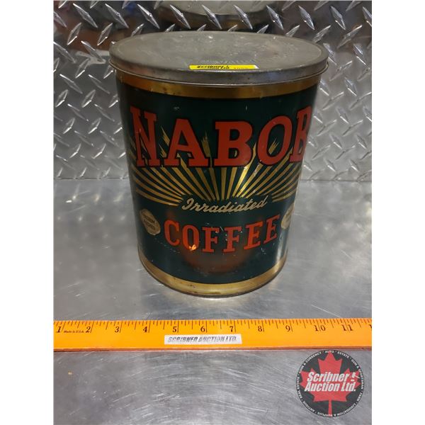 Vintage Nabob Coffee Tin w/Original Lid (8-1/2"H x 7"Dia)