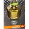 Image 2 : Pedestal Oil Lamp w/Cast Iron Base & Brass Tank (18"H w/Chimney)