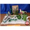 Image 1 : Box Lot - Green Theme: Incl. Tea Pot, Glasses, Pea Sheller, Picture, etc