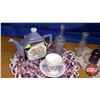 Image 3 : Box Lot - Blue/Purple Theme: Tea Pot, Telephone, Bottles, Purple Insulator, etc (See Pics!)