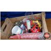 Image 2 : Coca-Cola Crate w/Coca-Cola Cups, Glasses, Tins, etc (See Pics!) (8-1/2"H x 19-1/2"W x 12"D)