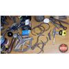 Image 2 : Tray Lot - Shop Tools & Supplies : Cylinder Hone, Piston Ring Compressor, Machine Screws, Fuses, Val