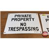 Image 3 : Pair of Enamel Single Sided Signs "Private Property No Trespassing" (10"H x 14"W)