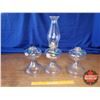 Image 1 : Oil Lamp w/Clear Glass Base & 2 Clear Glass Oil Lamp Bases (18"H w/Chimney)