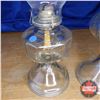 Image 2 : Trio of Oil Lamps (Clear Glass Bases) (19"H Tallest)