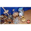 Image 2 : Tray Lot - Retro Bar: Beer Glasses, Shot Glasses, Fireplace Clock, Cutlery, Glass Cutter & Handmade 