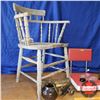 Image 6 : Restoration Combo: Wooden Chair, Tray of Knobs, Mail Slot, Hooks, Hinges, Brass Fittings, etc (See P