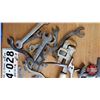 Image 2 : Tray Lot: Pipe Wrench, Adjustable & Standard Wrenches & 1963 Lice Plates (2) , etc (See Pics)