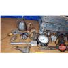 Image 4 : Wood Box "Coca-Cola" Riveter, Oilers, Pressure Gauge, Tin Snips, Lic Plates, etc