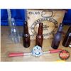 Image 4 : Wood Cheese Box w/3 Bottle Cappers, Box of Bottle Caps & 8 Bottles (Ready for Capping) (11-1/2"H x 1