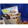 Image 3 : Wood Box "Knitting Machine" Lot: Sewing Items (Incl: Portable Mini Sewing Machine, Portable EZ Sewin