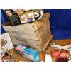 Image 4 : Wood Box "Knitting Machine" Lot: Sewing Items (Incl: Portable Mini Sewing Machine, Portable EZ Sewin