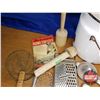 Image 5 : Enamel Bucket w/Lid : Kitchen Items (Candy Thermometer, Juicer, Grater, etc) (10"H w/o Lid) (See Pic