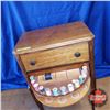 Image 2 : Sewing Notions Chest Table with Interior Thread Spool Organizer that Swing Out & One Drawer c/w Spoo
