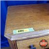 Image 7 : Sewing Notions Chest Table with Interior Thread Spool Organizer that Swing Out & One Drawer c/w Spoo