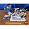 Image 1 : Box Lot - Blue Theme (Tea Pots, Vase, Tea Cup/Saucer, Cocktail Shaker, Watches, etc) (See Pics)