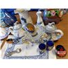 Image 5 : Box Lot - Blue Theme (Tea Pots, Vase, Tea Cup/Saucer, Cocktail Shaker, Watches, etc) (See Pics)