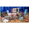 Image 1 : Tray Lot - Ladies & Avon (Powder Bellow, Antique Curling Iron, Brush, Hair Bandos, Gloves, Watches, 