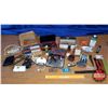 Image 1 : Tray Lot - Barber Items (Electric Shavers, Clippers, Brush, Combs, Razor Strop, Wallets, Belt Buckle