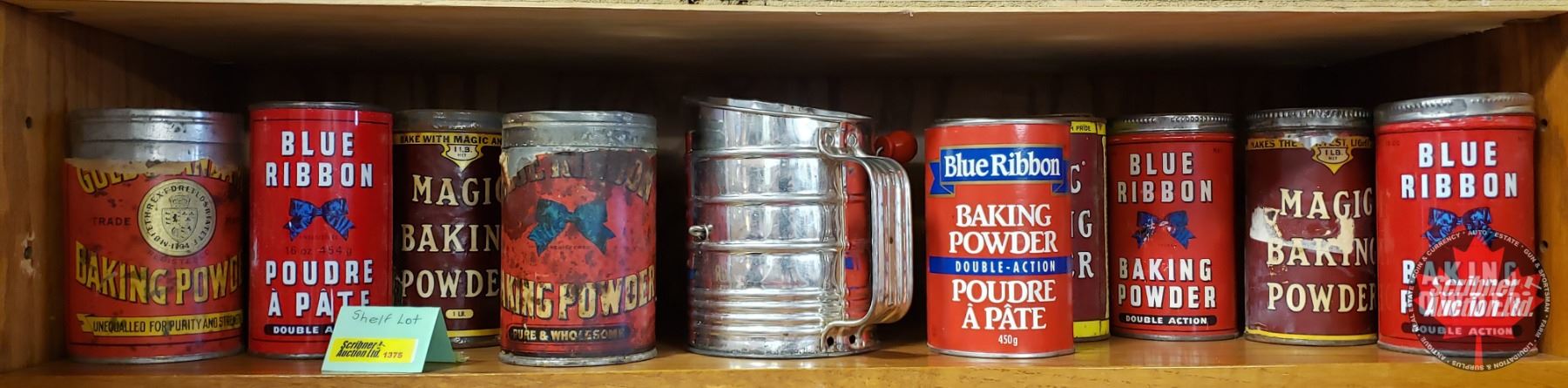 Group of Baking Powder Tins: Blue Ribbon, Magic, Gold Standard & Flour ...
